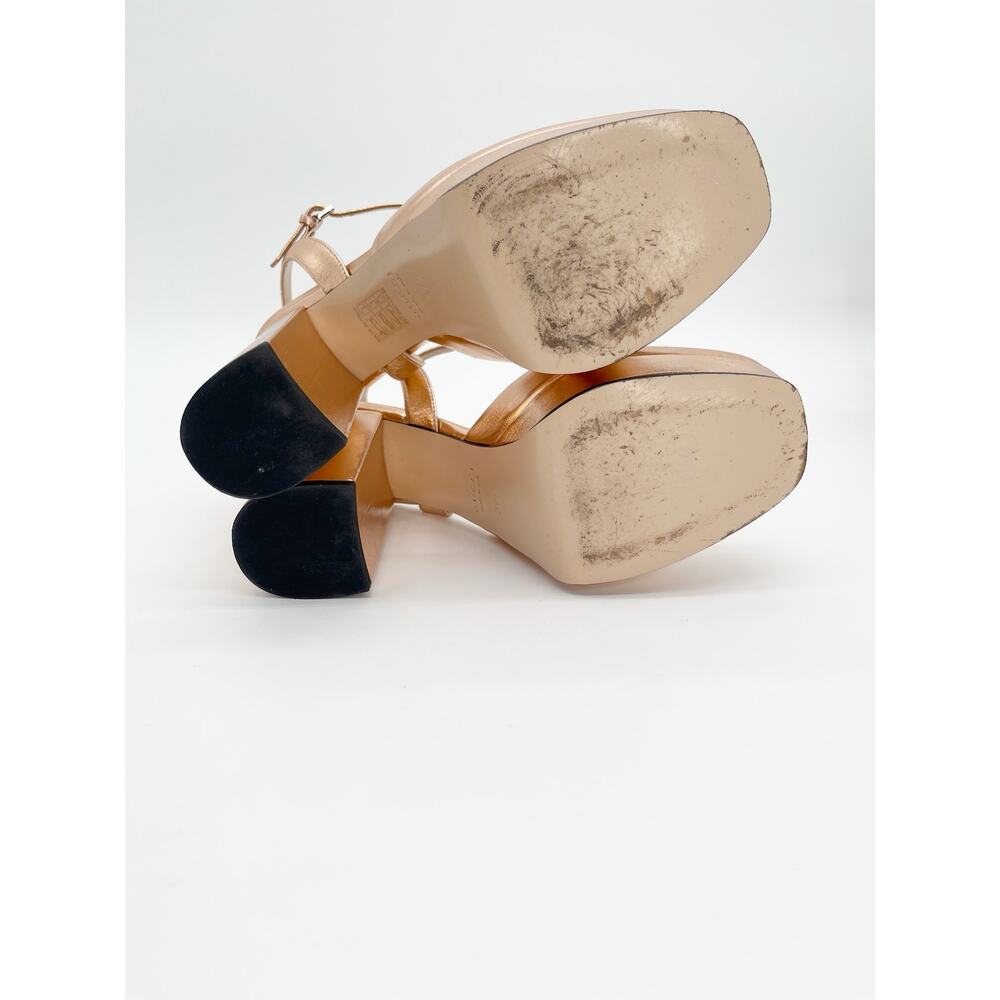 Gucci Rose Gold Metallic Crystal Double G GG Platform Block Heels Pumps EU 37.5 - Picture 15 of 16